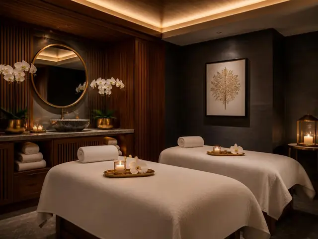 Private couple massage room with two beds side by side at our spa in Manikonda, Hyderabad