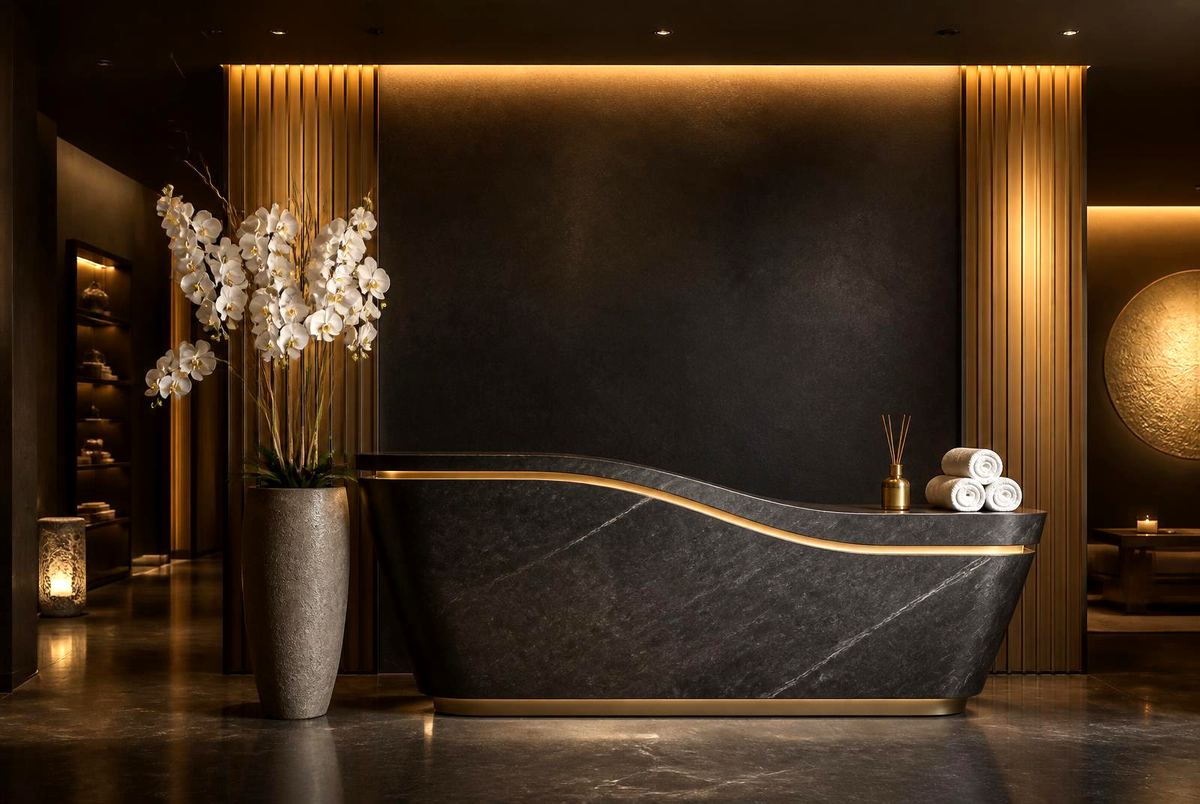Reception lounge at Relax Beauty and Spa in Manikonda, Hyderabad
